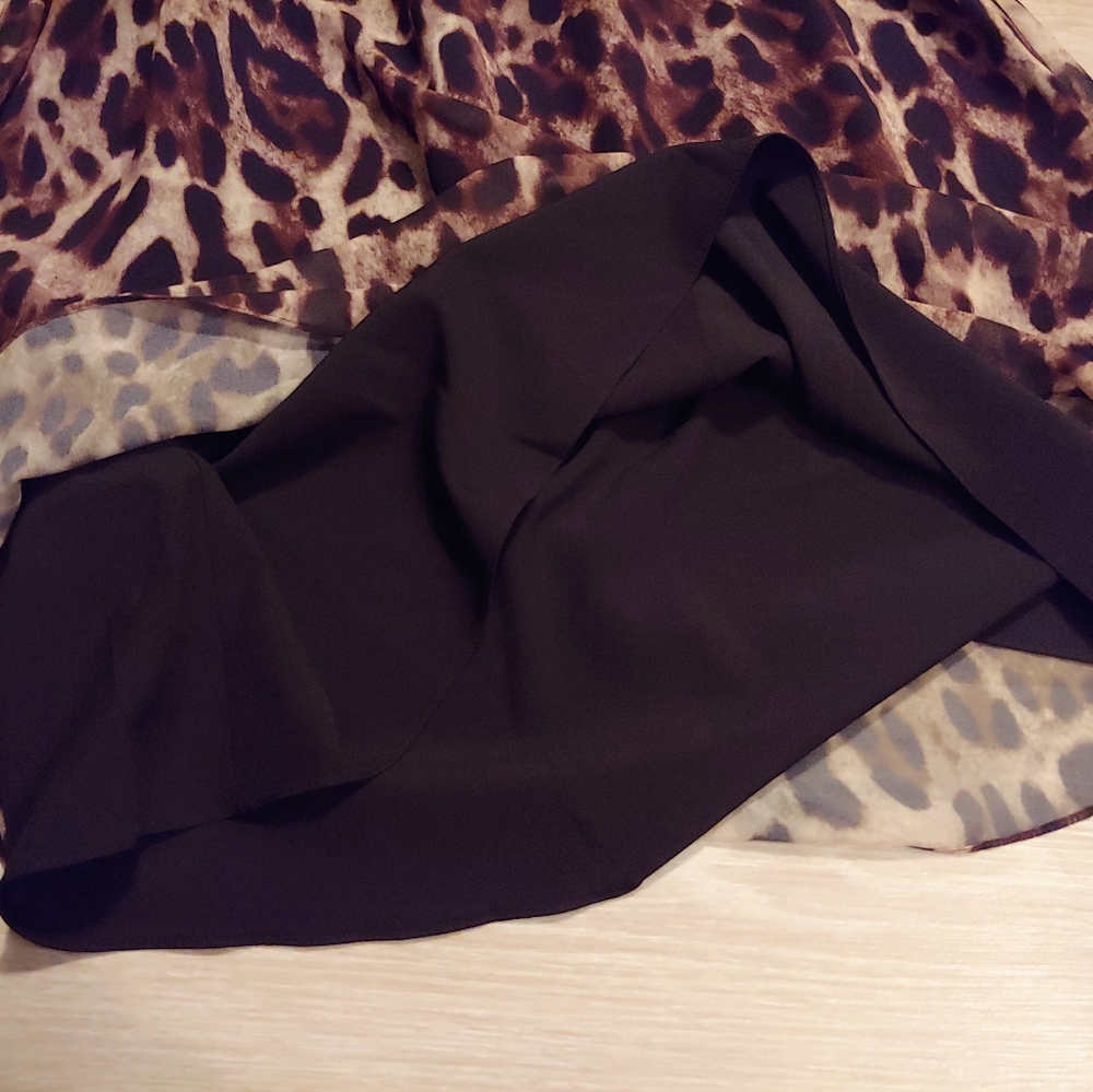 Badgley Mischka Leopard-Print Georgette Dress, Sz 12 - Picture 11 of 16